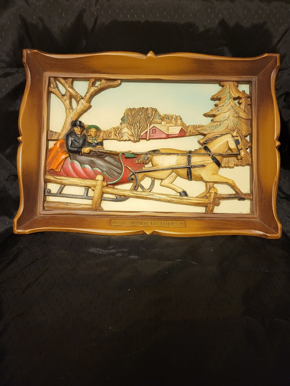 SYROCO 9.5 x 14 In. 3-D A  Winter Ride Framed Relief Wall Art - Brown